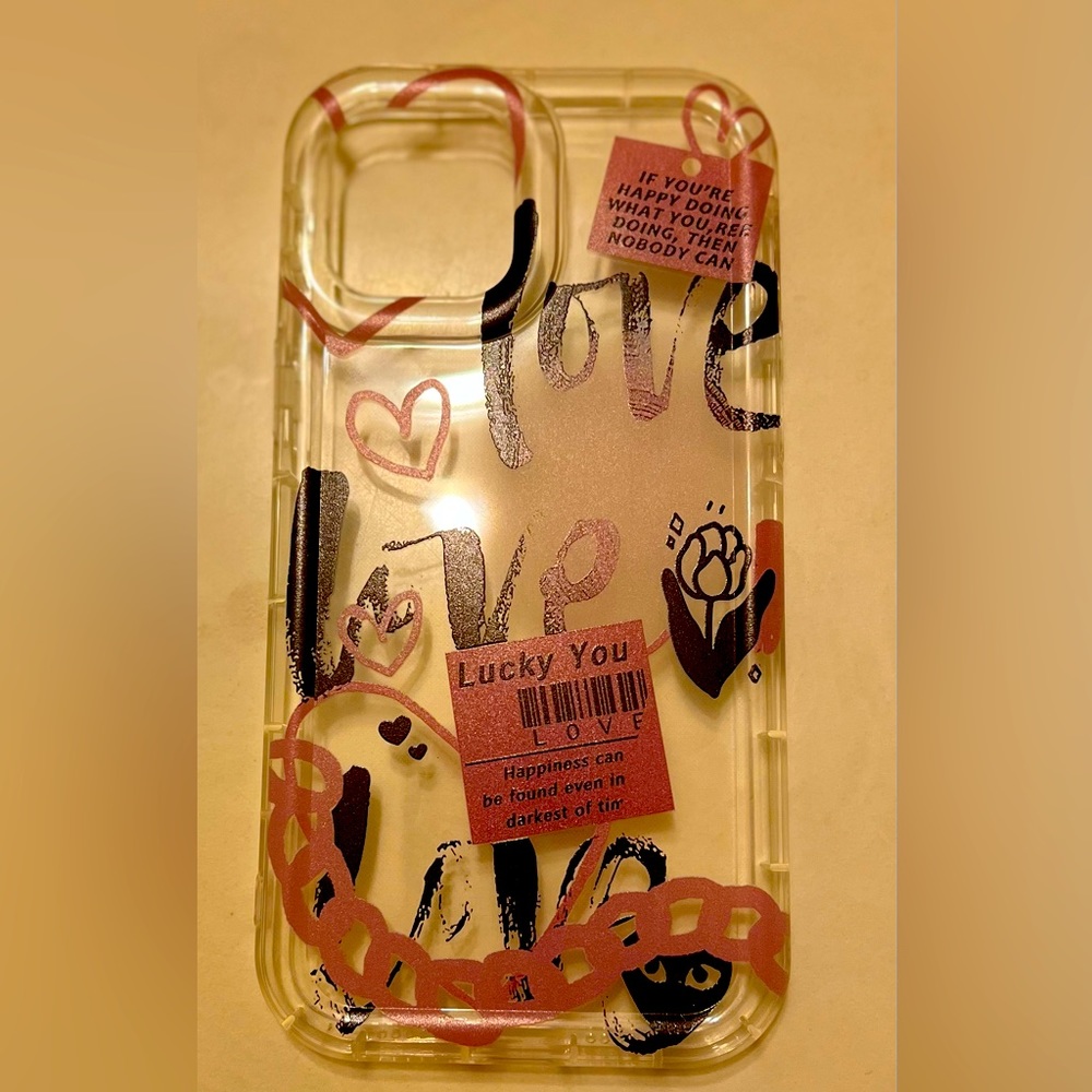 IPhone 12 ProMax Clear love Prints Protective Phone Case